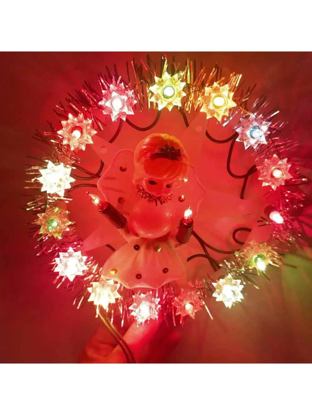 Vintage 1978 Yuletide Twinkling Angel Christmas Tree Topper Star Reflector Light
